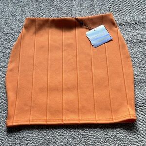 Missguided Orange Ribbed Bodycon Mini Skirt